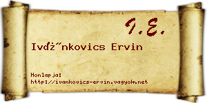 Ivánkovics Ervin névjegykártya